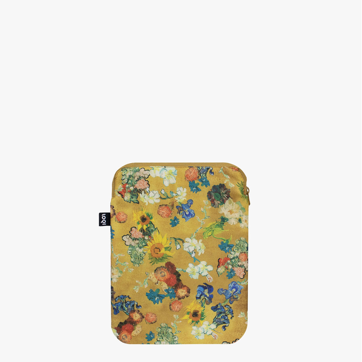 Flower Pattern Gold Recycled Laptop Sleeve 24 x 33 cm