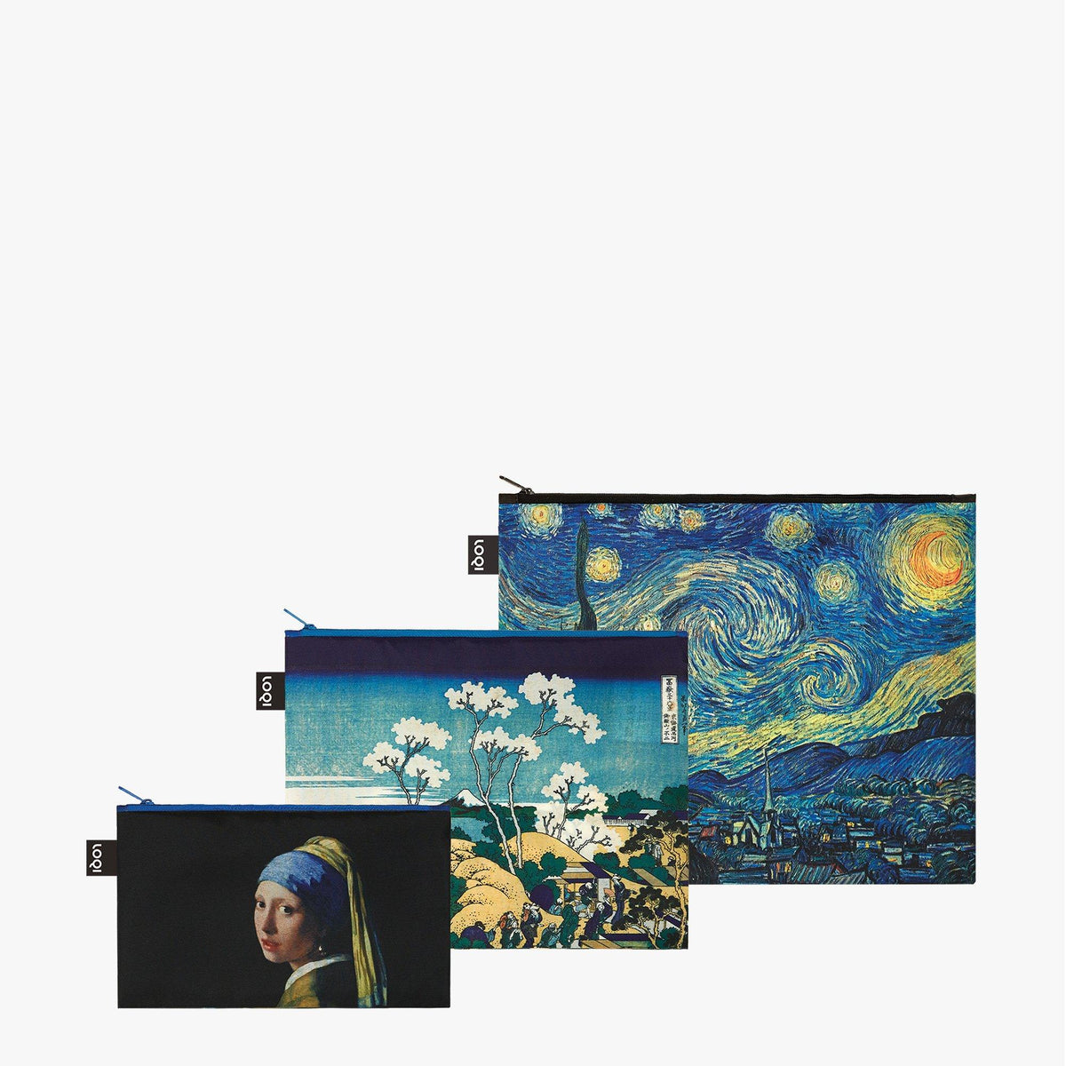 LOQI Vermeer Hokusai van Gogh Zip Pockets Set