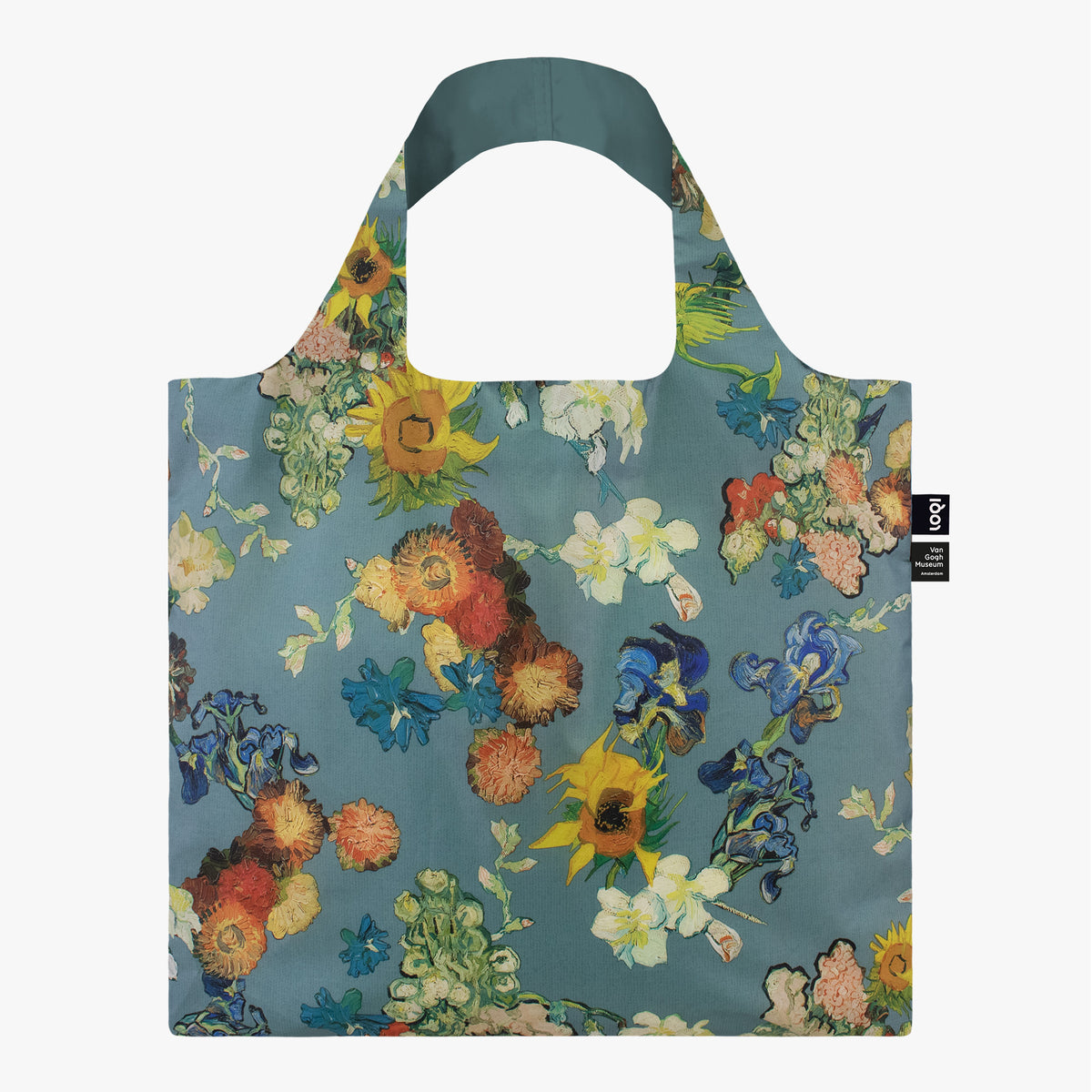 Bolso azul con estampado de flores