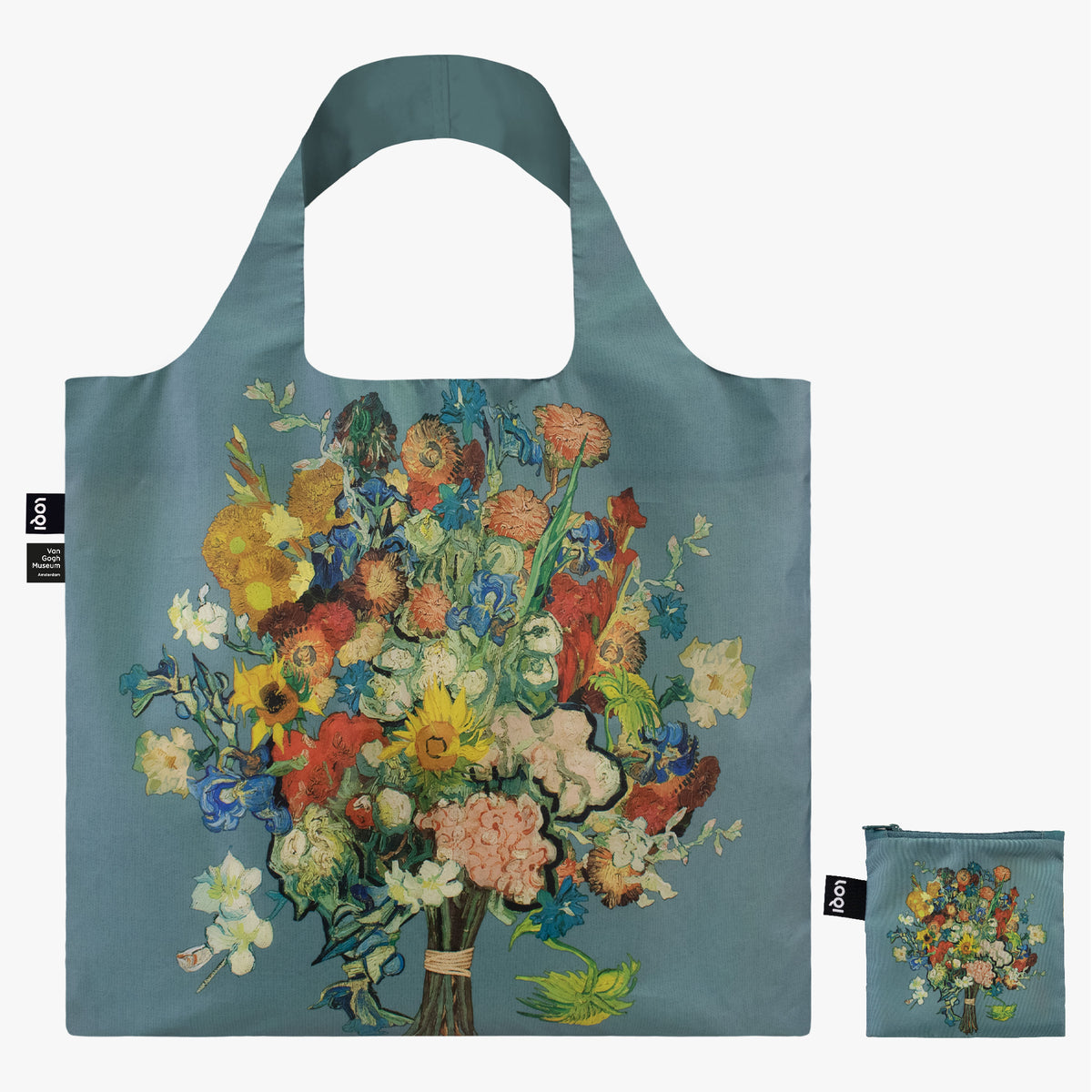 Bolso azul con estampado de flores
