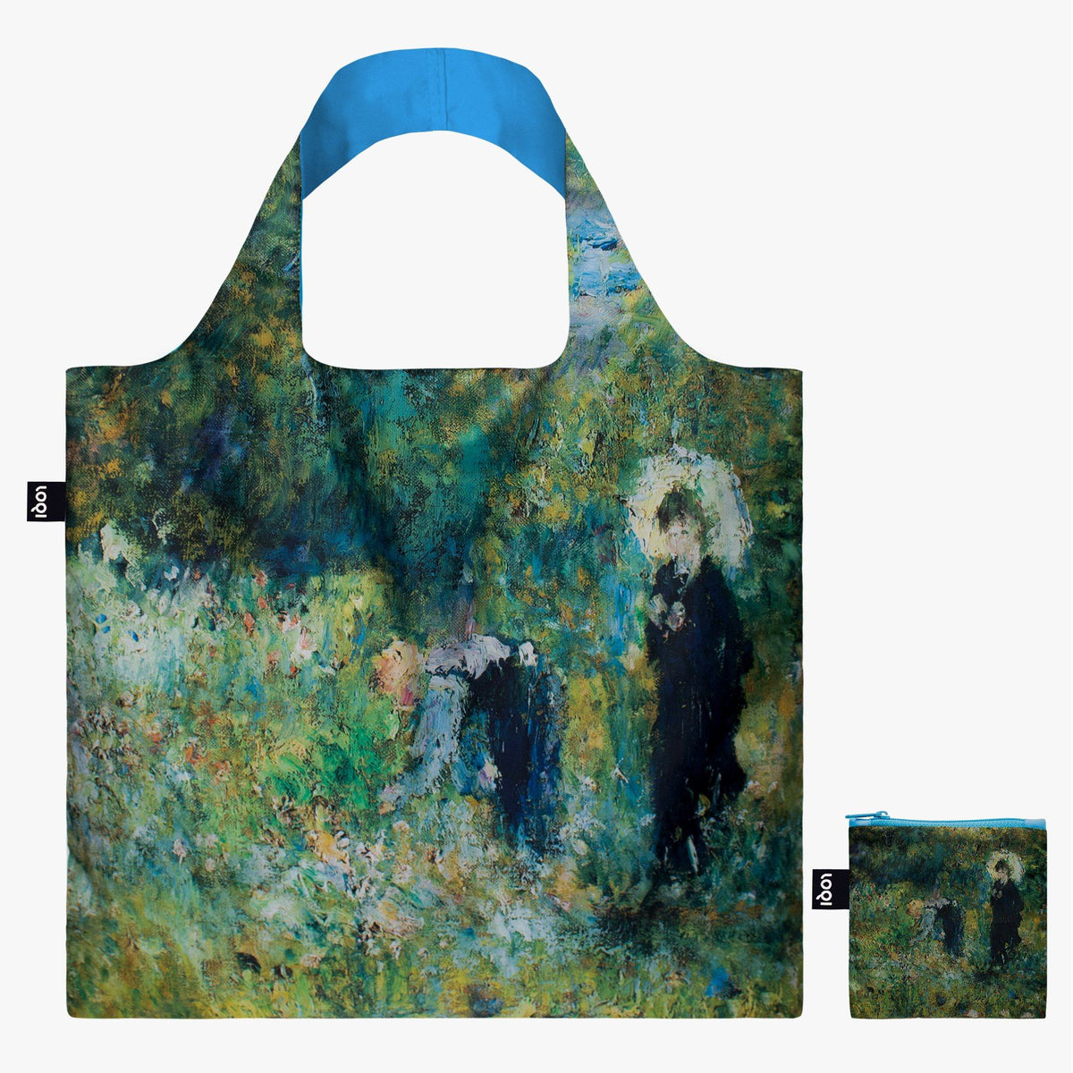 Woman with a Parasol in a Garden Recycled Bag with Zip Pocket