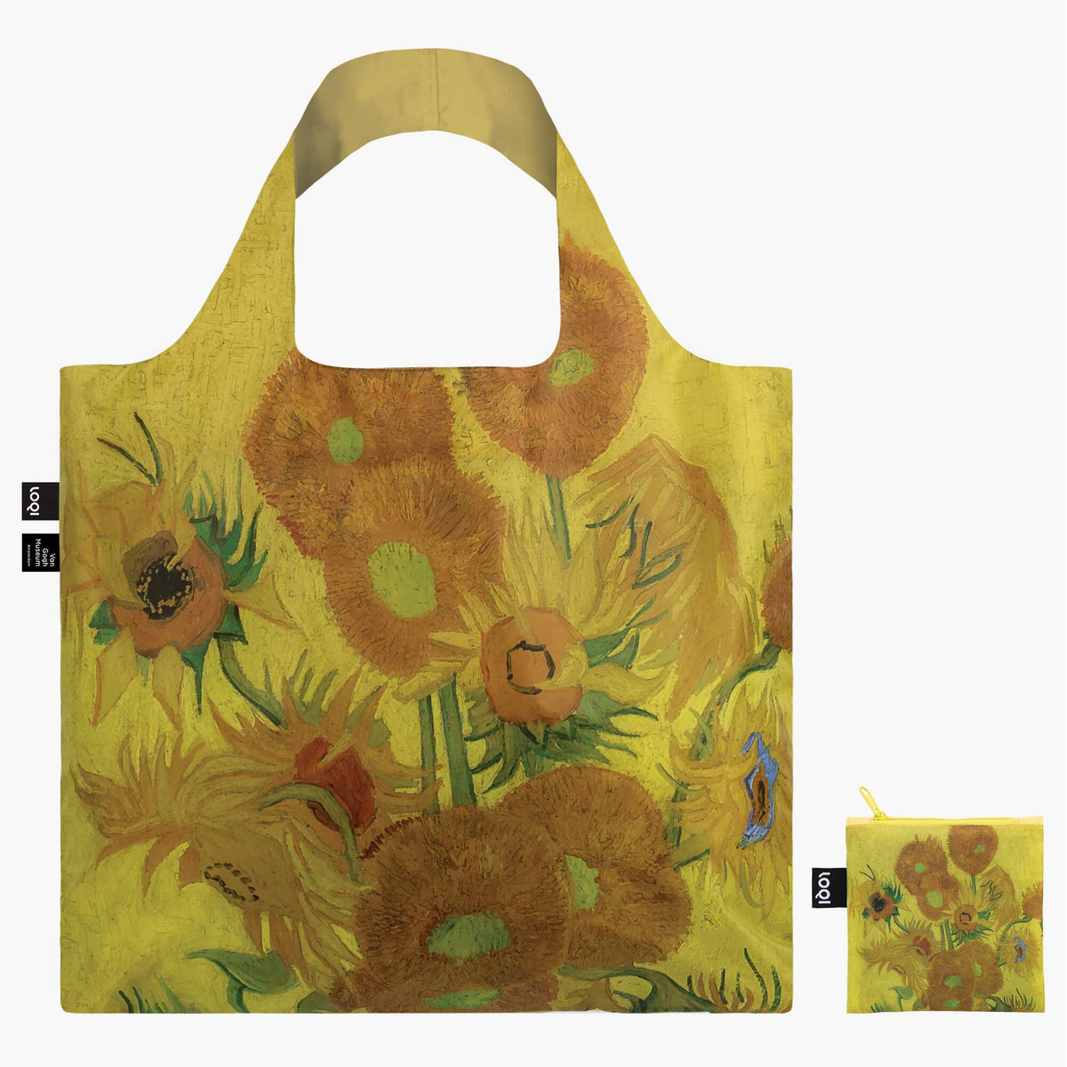 LOQI Vincent van Gogh Sunflowers Recycled Bag, 1889 Front with Zip Pocket