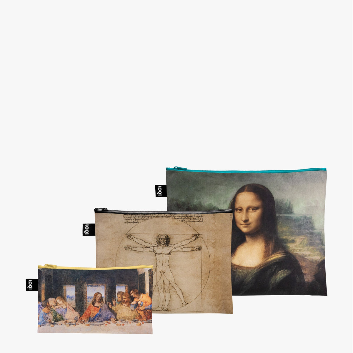 Mona Lisa, Der vitruvianische Mensch, Das letzte Abendmahl Recycelte Reißverschlusstaschen