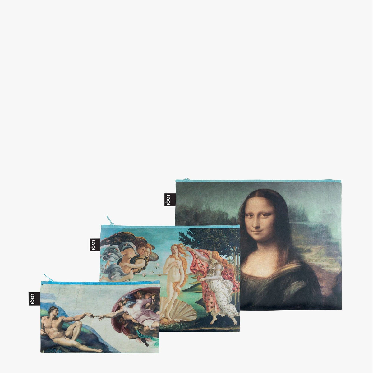 LOQI Leonardo da Vinci Michelangelo, Botticelli, Da Vinci Recycled Zip Pockets Set