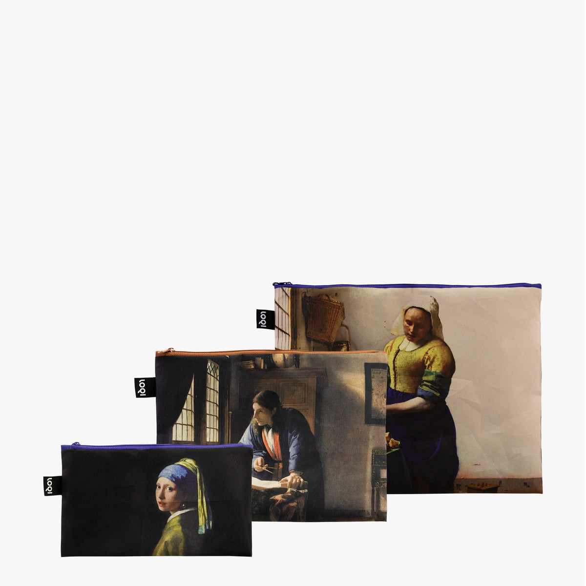 Milkmaid, The Geographer, Girl with a Pearl Earring Tasche con zip riciclate